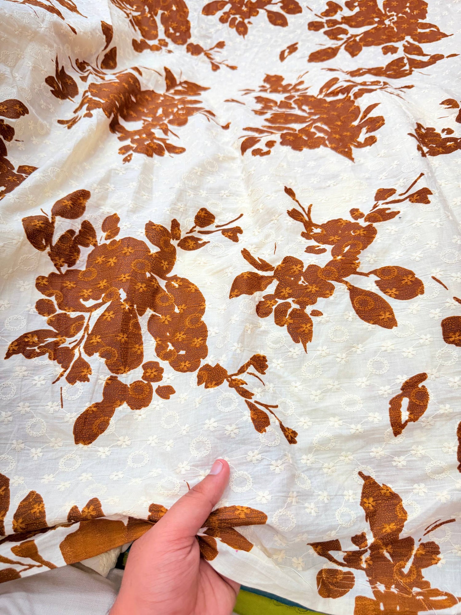 Most Premium Pure Cotton Hakuba Chikankari Printed Fabric (Big WIDTH!!)