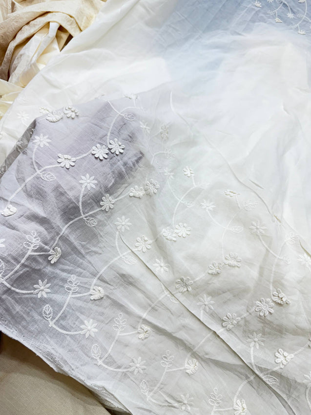 Premium Pure Cotton Hakuba Chikankari FABRIC (Big WIDTH!!)