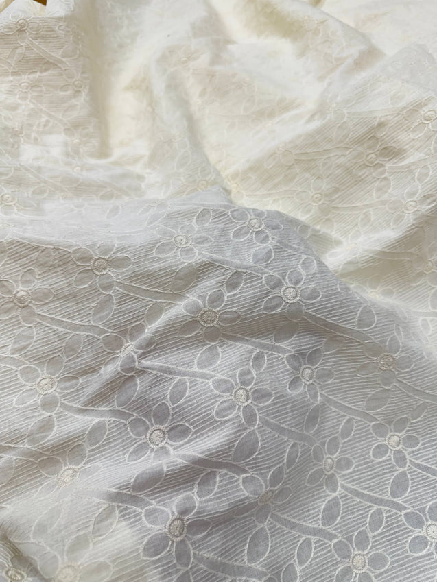 Premium Pure Cotton Hakuba Chikankari FABRIC (Big WIDTH!!)