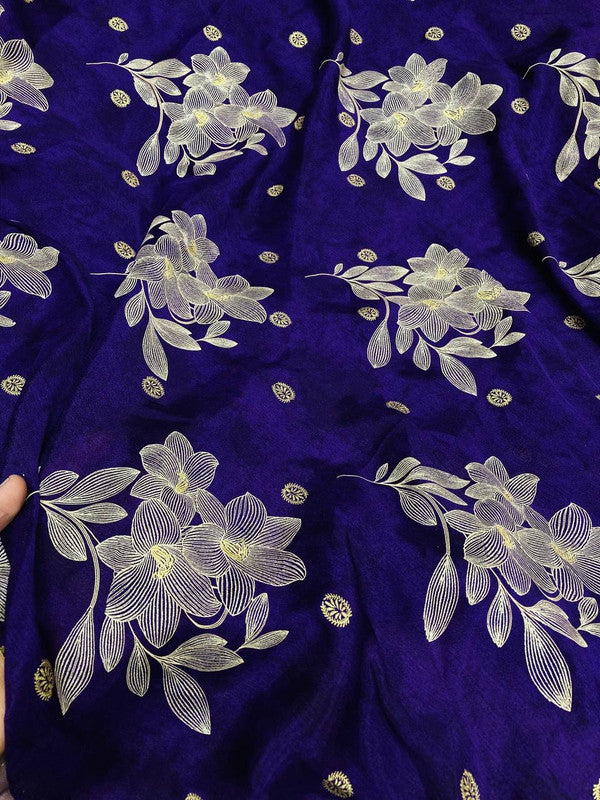 Most Premium Fine Zari khaddi Print On Pure Chinon Chiffon FABRIC