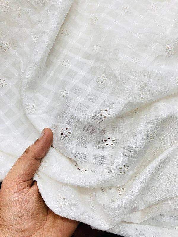 Most Premium Pure Dobby Hakuba Chikankari FABRIC (Big WIDTH!!) - DYEABLE ALSO