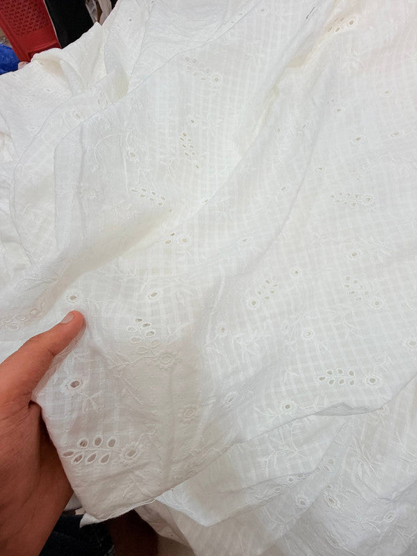 Most Premium Pure Hakuba Chikankari Cotton Fabric (Big WIDTH!!) (Dyeable Also)