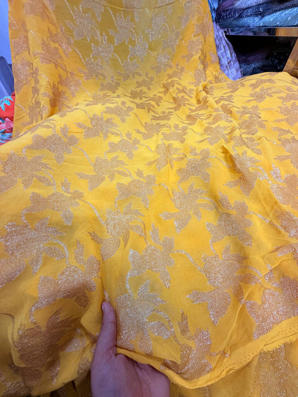 Most Premium Fine Zari Weaving On Pure Georgette FABRIC (Big WIDTH!!)