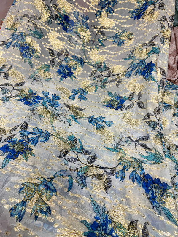 Most Premium Fine Zari Weaving On Pure Georgette FABRIC (Big WIDTH!!)