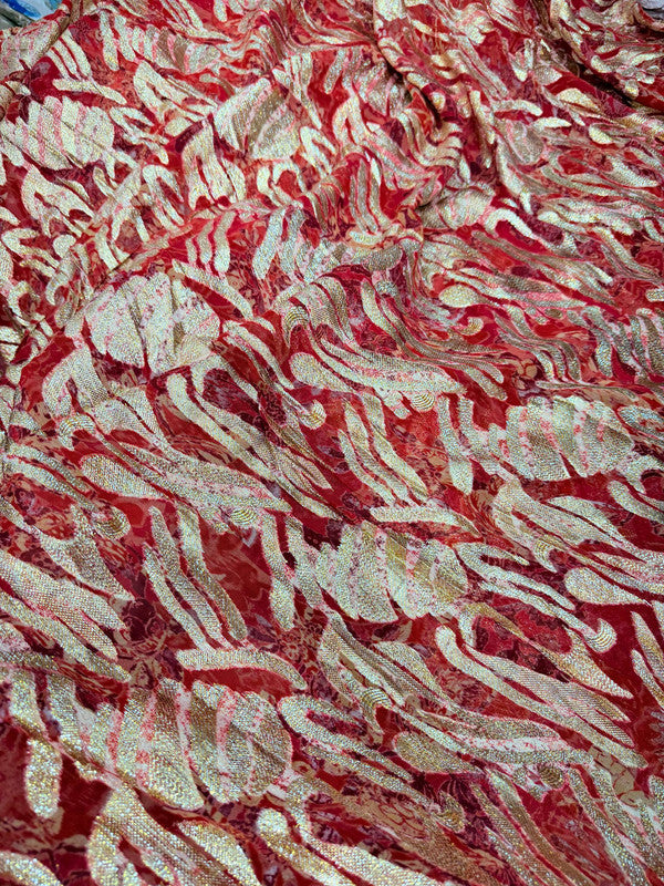 Most Premium Fine Zari Weaving On Pure Georgette FABRIC (Big WIDTH!!)