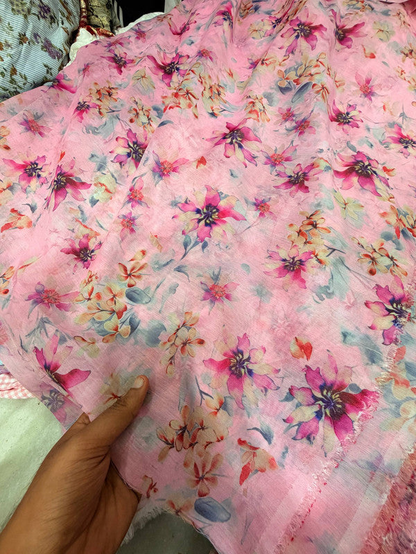 Most Premium Pure Mul Chanderi Cotton Printed Fabric (Big WIDTH!!)