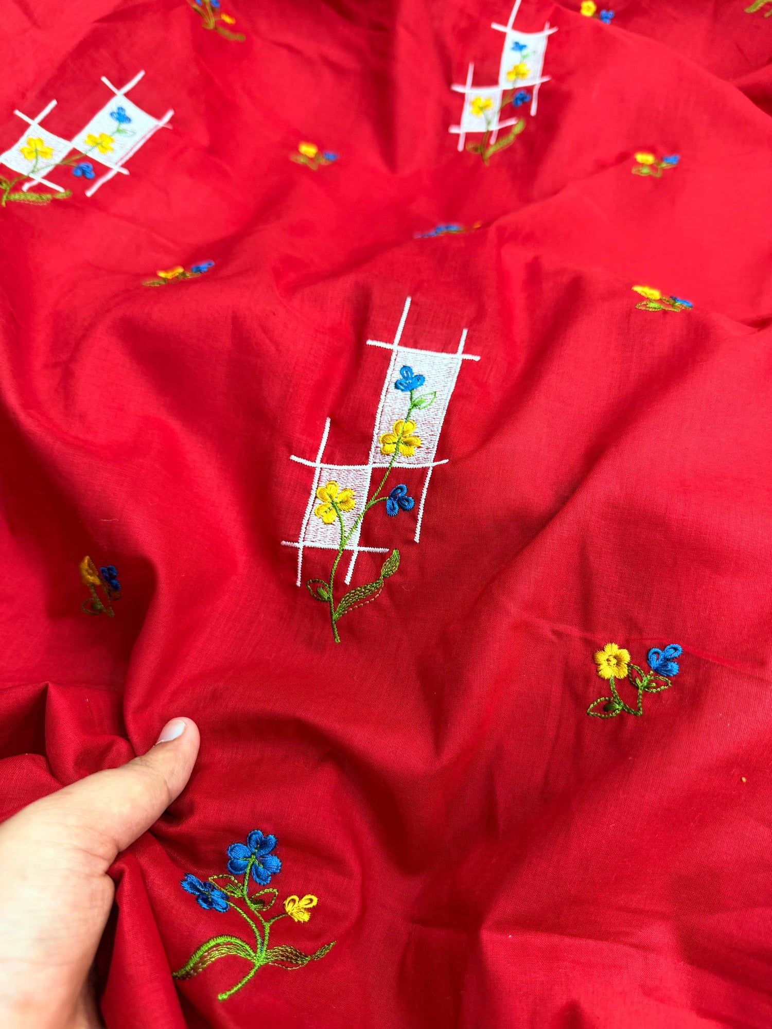 Most Premium Pure Fine Thread Embroidery On Cotton FABRIC (Big WIDTH!!)