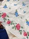 Most Premium Pure Fine Thread Embroidery On Hakuba Chikanakri Cotton FABRIC (Big WIDTH!!)