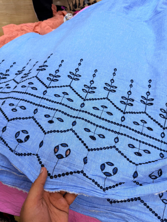 Most Premium Pure Hakuba Chikankari Cotton Fabric (Big WIDTH!!)