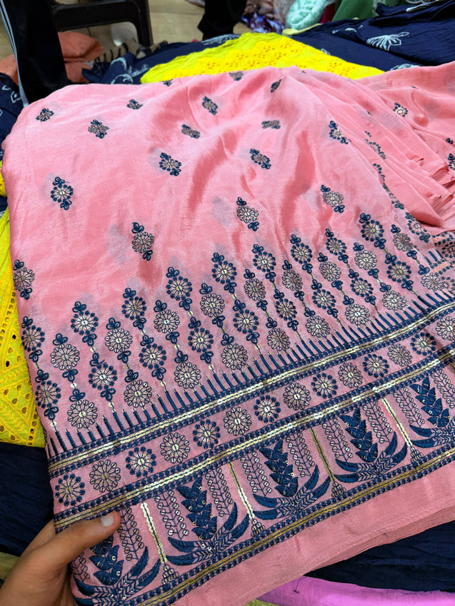 Most Premium Pure Chinon Chiffon Embroidery