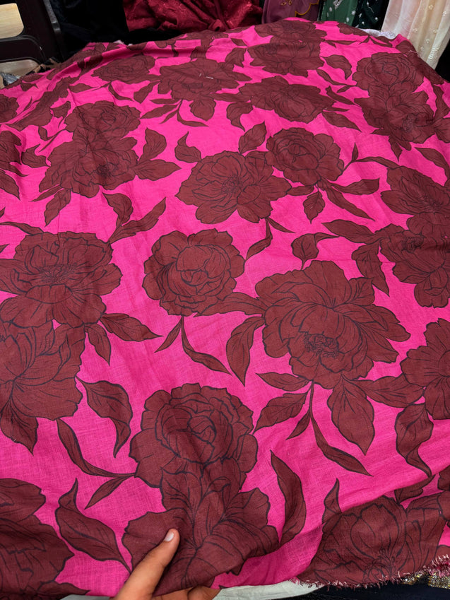 Most Premium Pure Linen Cotton Printed Fabric (Big WIDTH!!)
