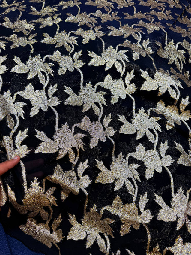Most Premium Fine Zari Weaving On Pure Georgette FABRIC (Big WIDTH!!)