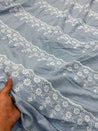 Most Premium Pure Fine Thread Embroidery On Stripes Cotton FABRIC (Big WIDTH!!)