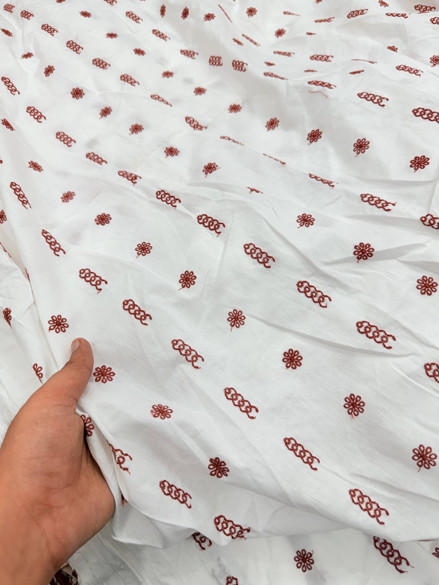 Most Premium Pure Fine Thread Embroidery On Cotton FABRIC (Big WIDTH!!)