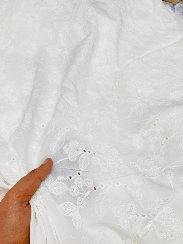 Most Premium Fine Hakuba Chikankari Embroidery On Pure Cotton FABRIC (DYEABLE ALSO)