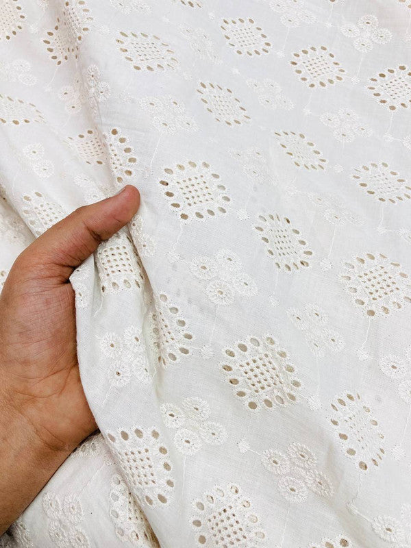 Premium Fine Hakuba Chikankari Embroidery On Pure Cotton FABRIC (Big WIDTH!!) DYEABLE ALSO