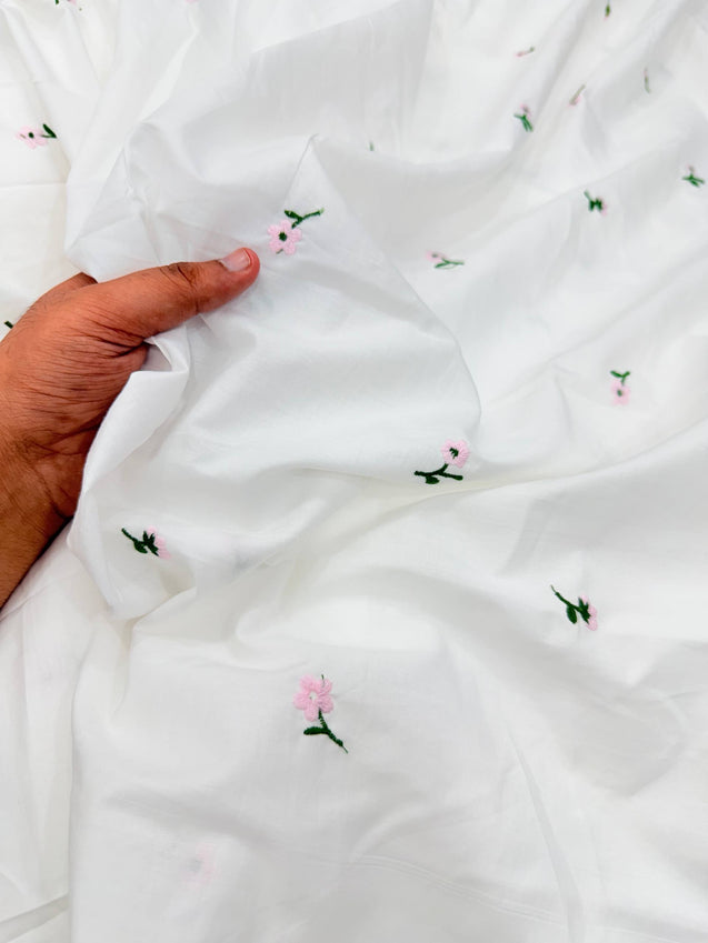 Most Premium Pure Fine Thread Embroidery On Cotton FABRIC (Big WIDTH!!)