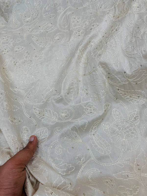 Premium Fine Thread Embroidery On Pure COTTON SILK FABRIC (Big WIDTH!!)
