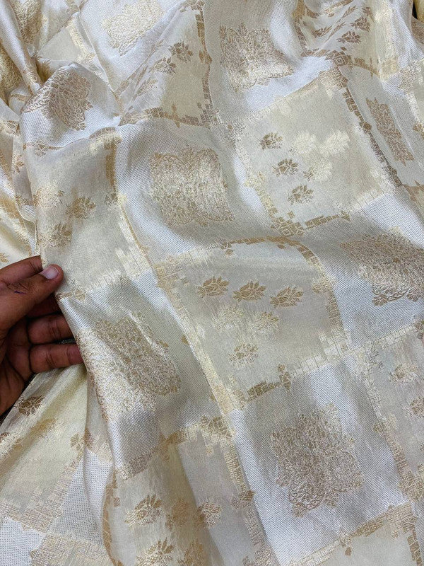 MOST Premium Russian (Cosmos) SILK FABRIC ZARI WORK (Dyeable Also)