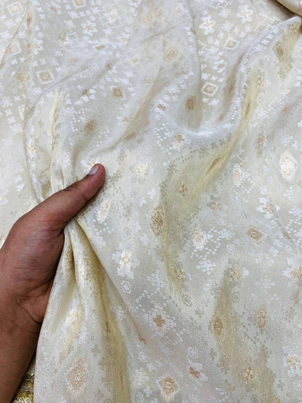 MOST Premium Russian (Cosmos) SILK FABRIC ZARI WORK (Dyeable Also)