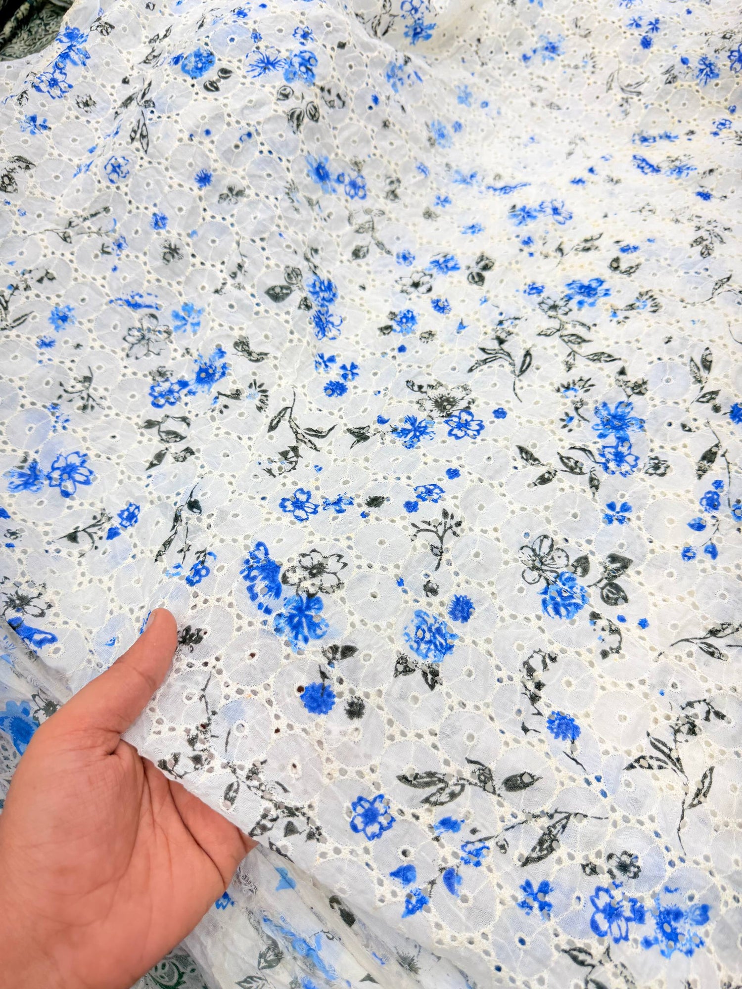 Most Premium Pure Cotton Hakuba Chikankari Printed Fabric (Big WIDTH!!)