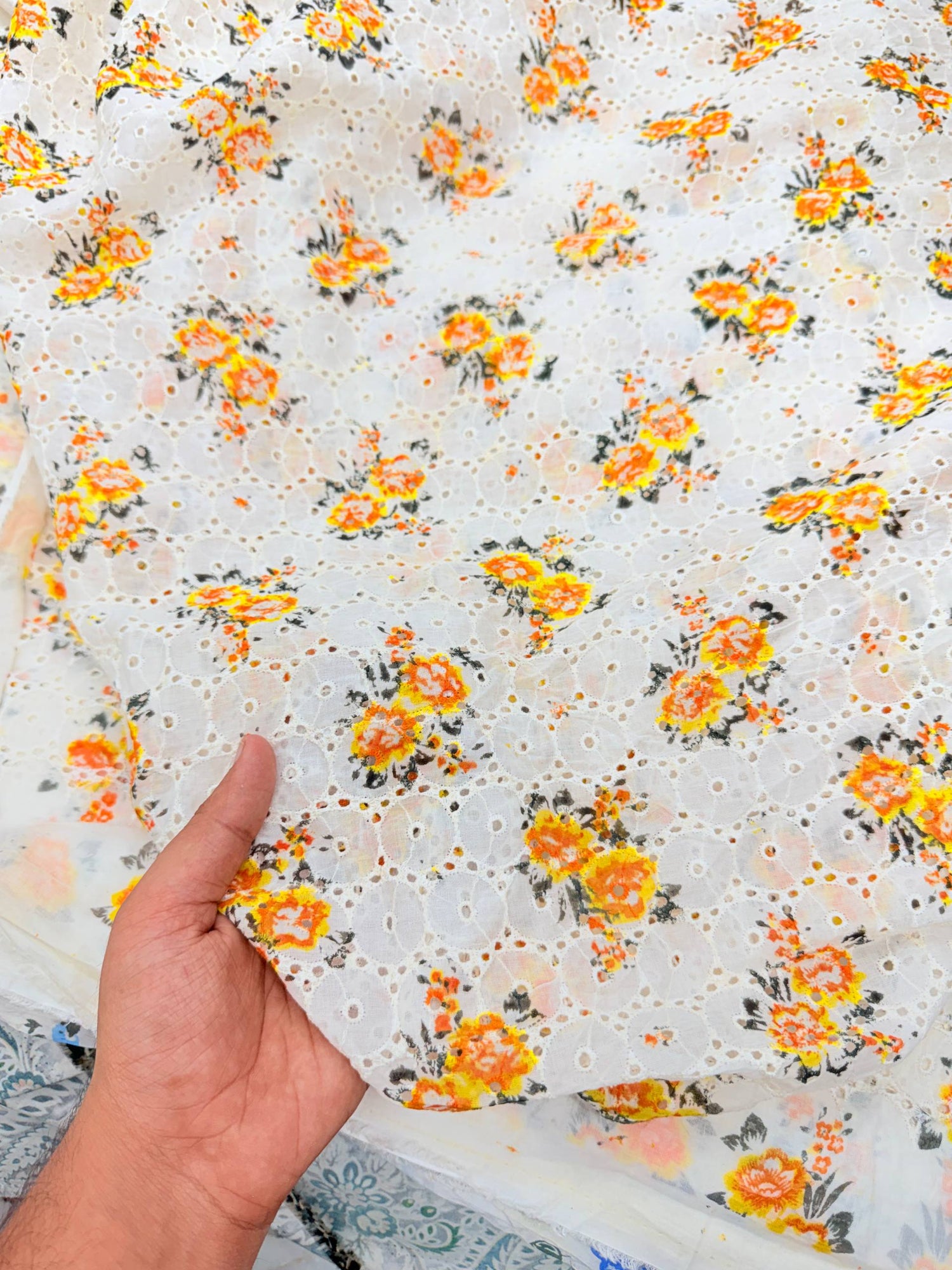Most Premium Pure Cotton Hakuba Chikankari Printed Fabric (Big WIDTH!!)