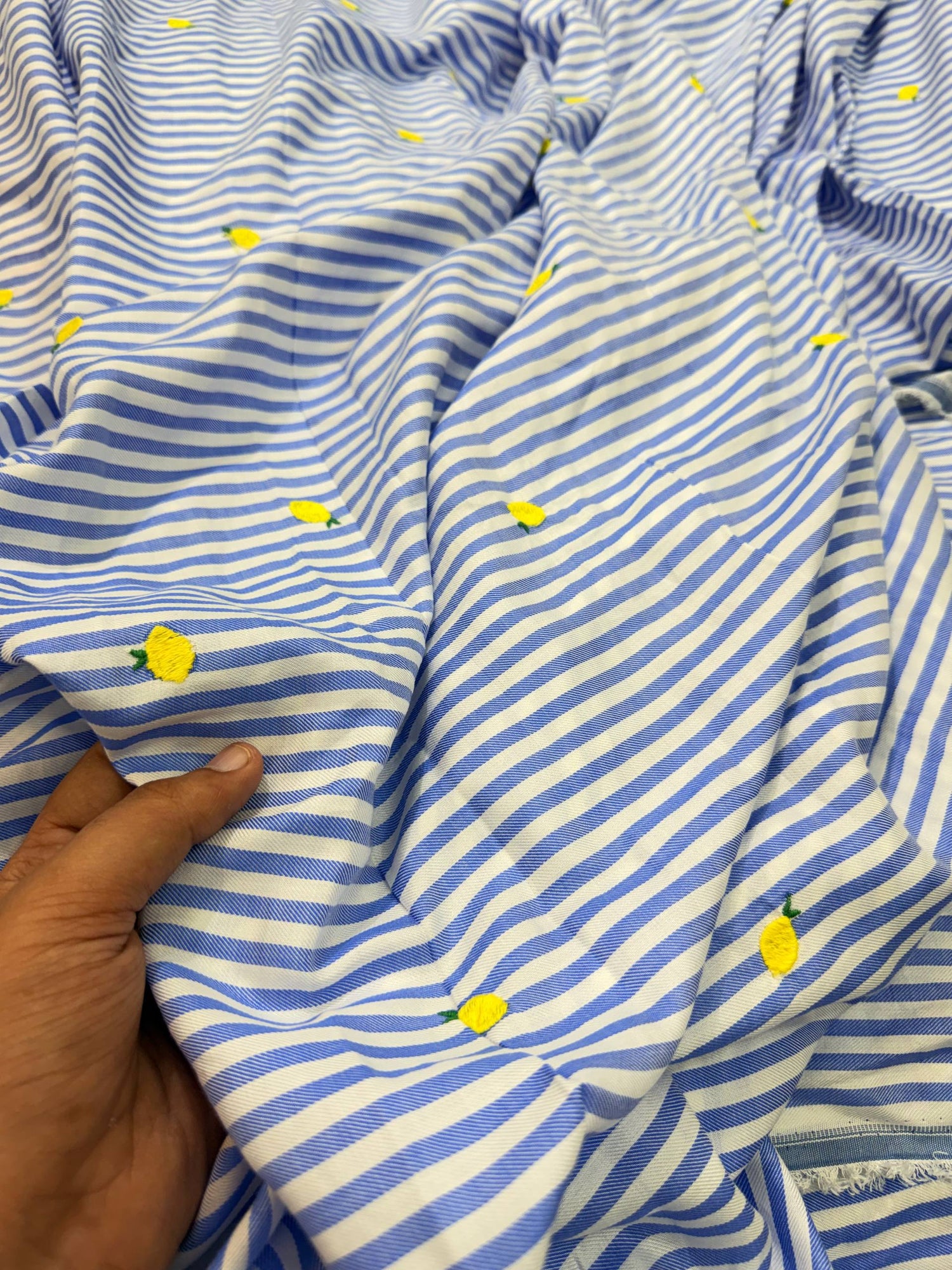 Most Premium Pure Fine Thread Embroidery On Stripes Cotton FABRIC (Big WIDTH!!)