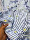 Most Premium Pure Fine Thread Embroidery On Stripes Cotton FABRIC (Big WIDTH!!)