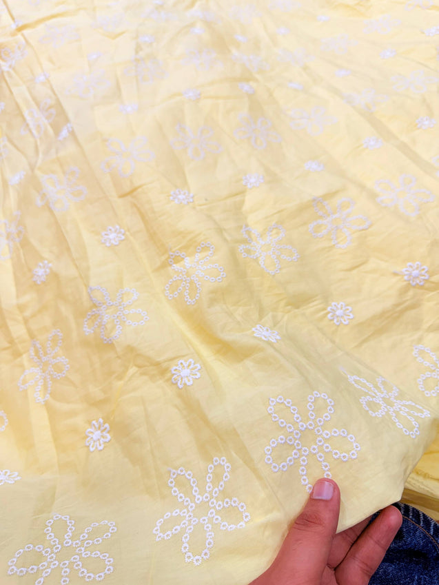 Most Premium Pure Fine Thread Embroidery On Cotton FABRIC (Big WIDTH!!)
