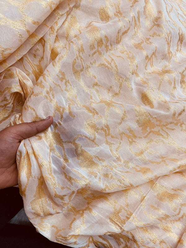 Premium Fine Zari Weaving On Pure Viscose Georgette FABRIC (Big WIDTH!!)