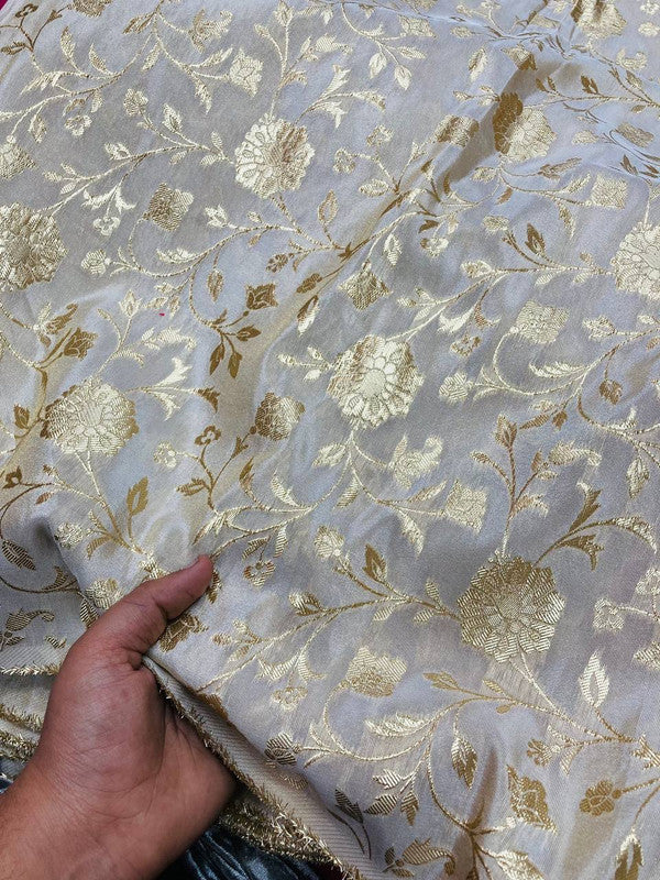 MOST Premium Russian (Cosmos) SILK FABRIC ZARI WORK (Dyeable Also)