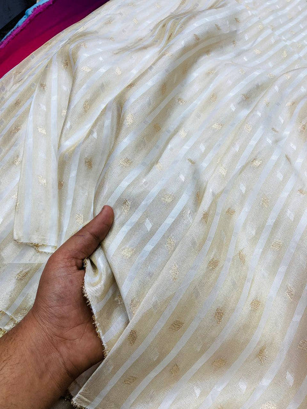 MOST Premium Russian (Cosmos) SILK FABRIC ZARI WORK (Dyeable Also)