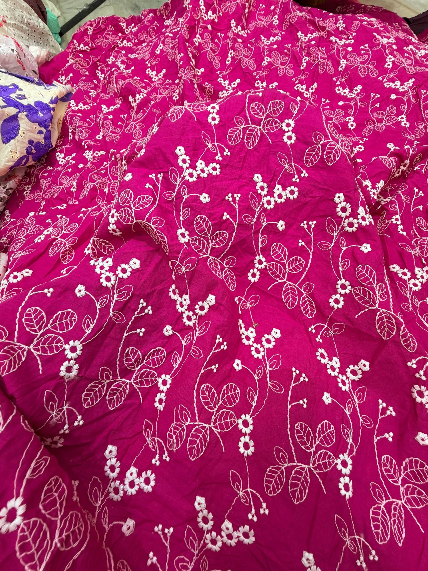 Most Premium Pure Hakuba Chikankari Cotton Fabric (Big WIDTH!!)