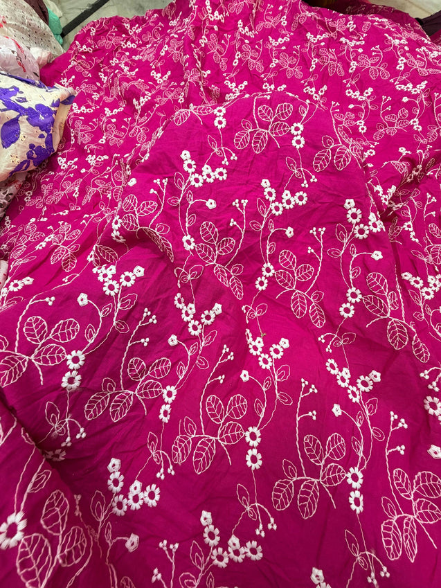 Most Premium Pure Hakuba Chikankari Cotton Fabric (Big WIDTH!!)