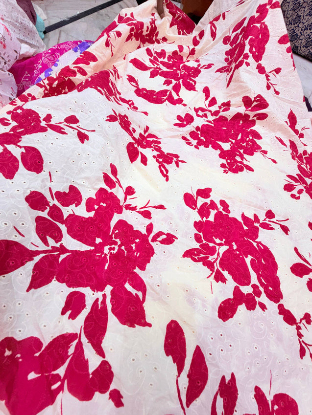 Most Premium Pure Hakuba Chikankari Cotton Fabric (Big WIDTH!!)