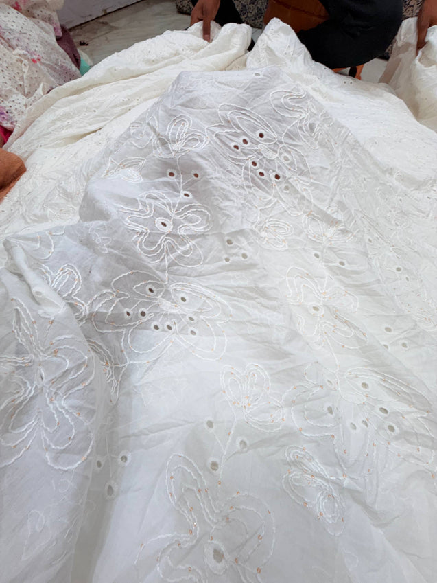 Most Premium Pure Hakuba Chikankari Cotton Fabric (Big WIDTH!!)