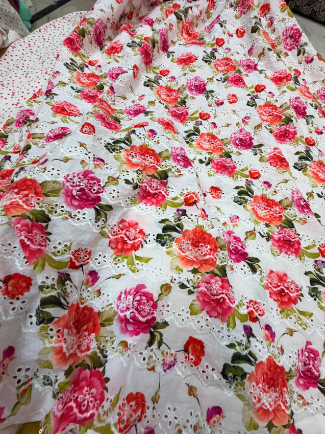 Most Premium Pure Hakuba Chikankari Cotton Fabric (Big WIDTH!!)