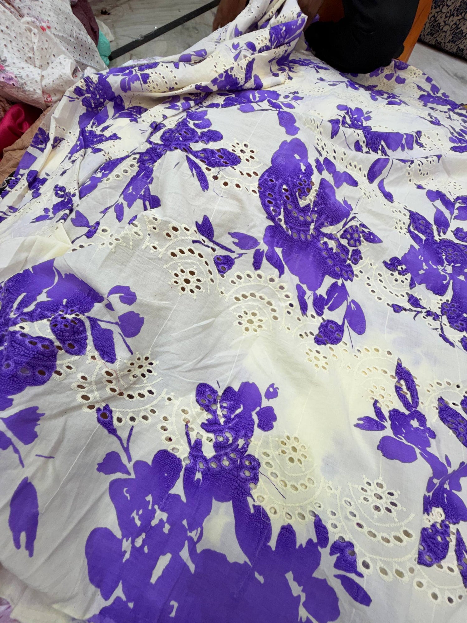 Most Premium Pure Hakuba Chikankari Cotton Fabric (Big WIDTH!!)