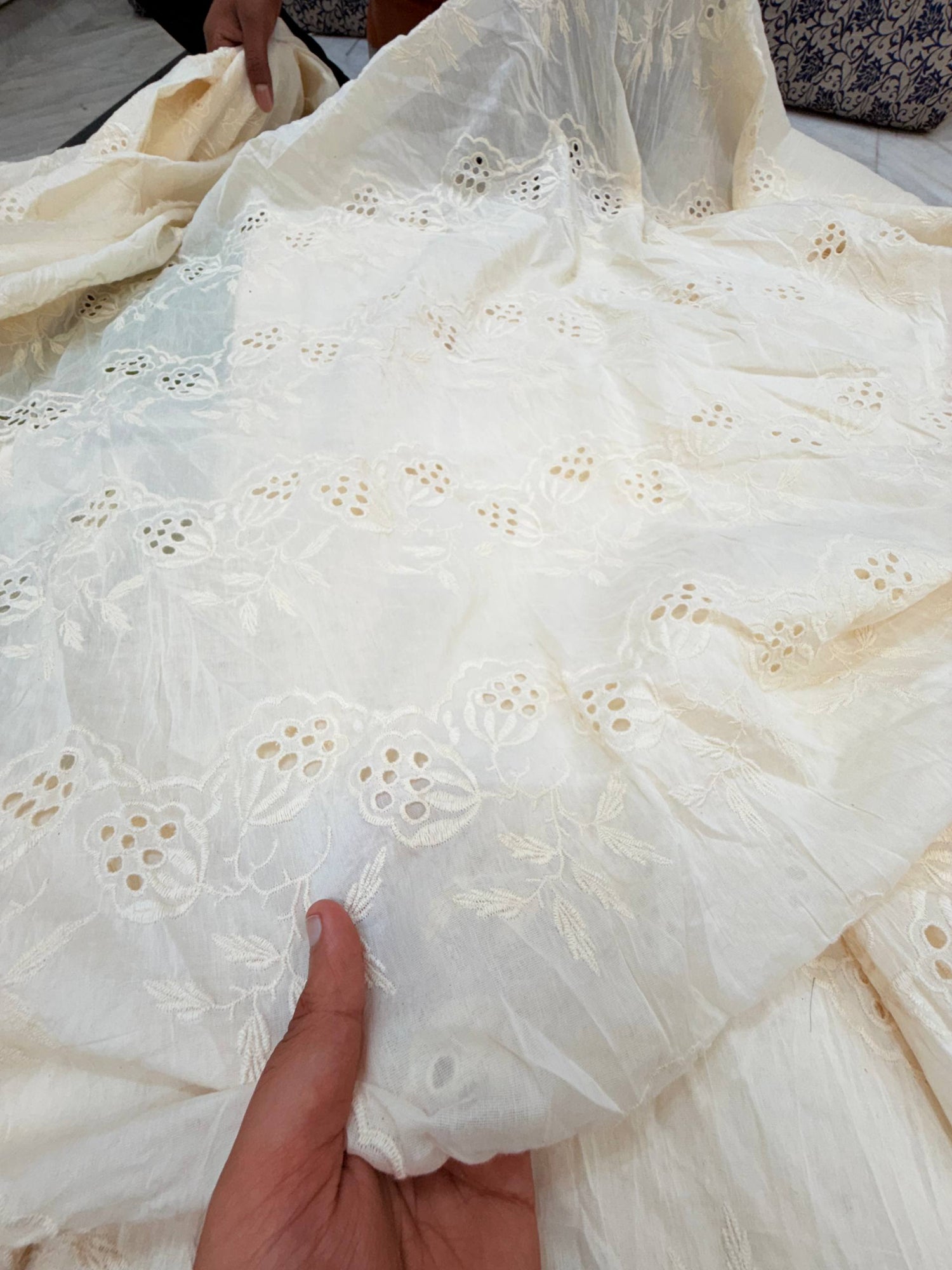 Most Premium Pure Hakuba Chikankari Cotton Fabric (Big WIDTH!!)