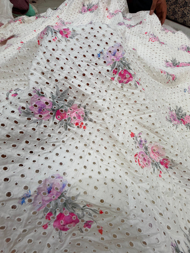 Most Premium Pure Hakuba Chikankari Cotton Fabric (Big WIDTH!!)