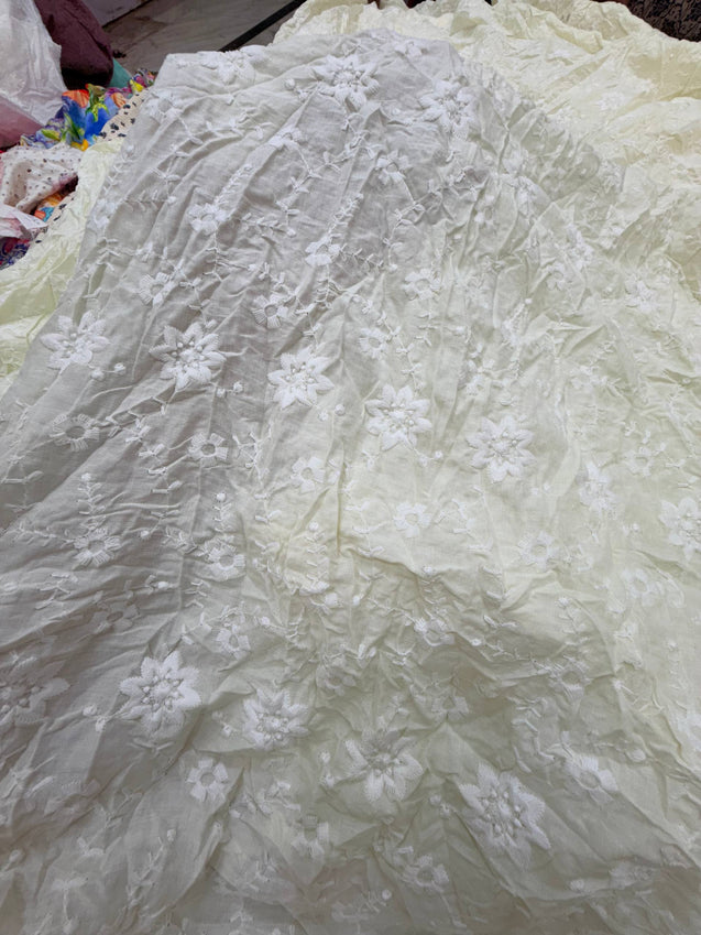 Most Premium Pure Hakuba Chikankari Cotton Fabric (Big WIDTH!!)