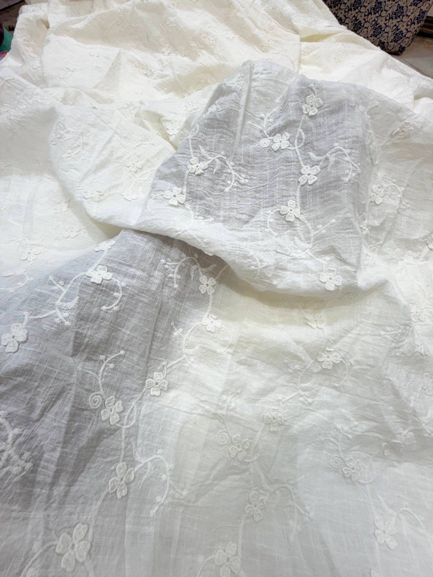 Most Premium Pure Hakuba Chikankari Cotton Fabric (Big WIDTH!!)