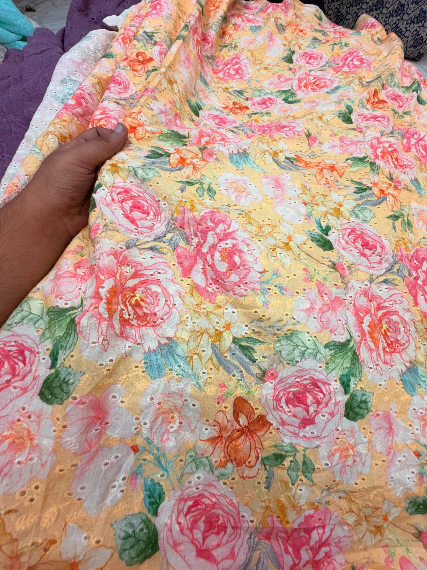 Most Premium Pure Hakuba Chikankari Cotton Fabric (Big WIDTH!!)