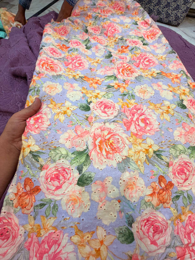 Most Premium Pure Hakuba Chikankari Cotton Fabric (Big WIDTH!!)