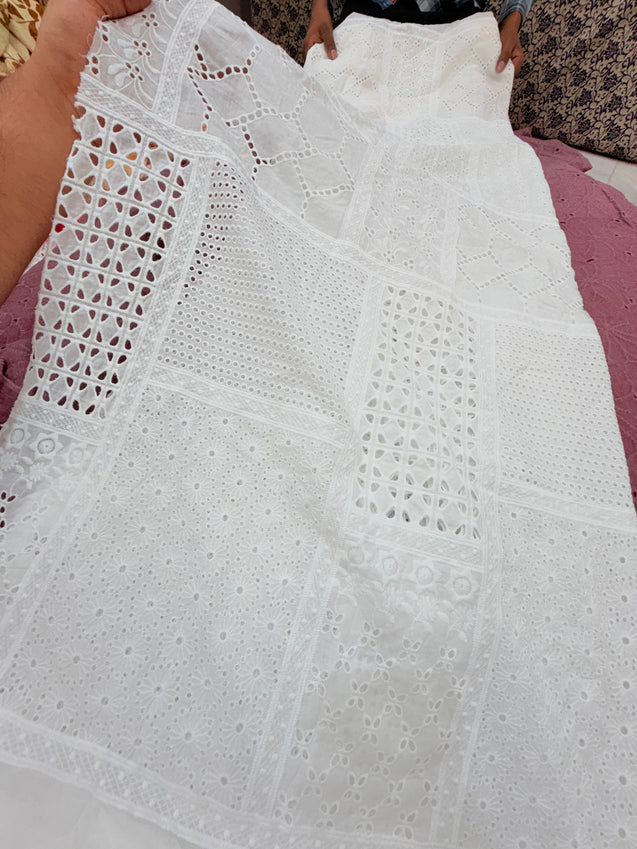 Most Premium Pure Hakuba Chikankari Cotton Fabric (Big WIDTH!!)