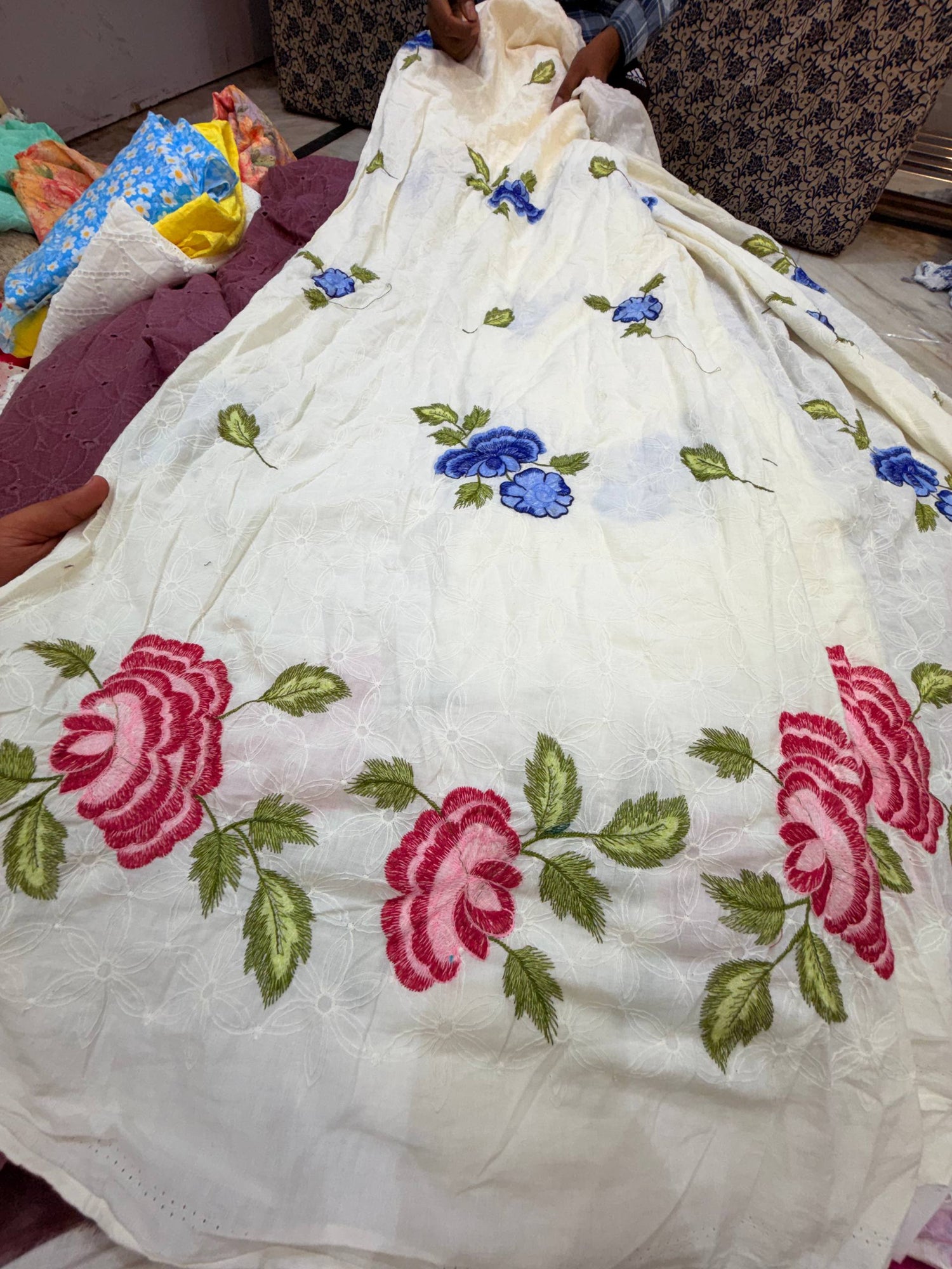 Most Premium Pure Hakuba Chikankari Cotton Fabric (Big WIDTH!!)