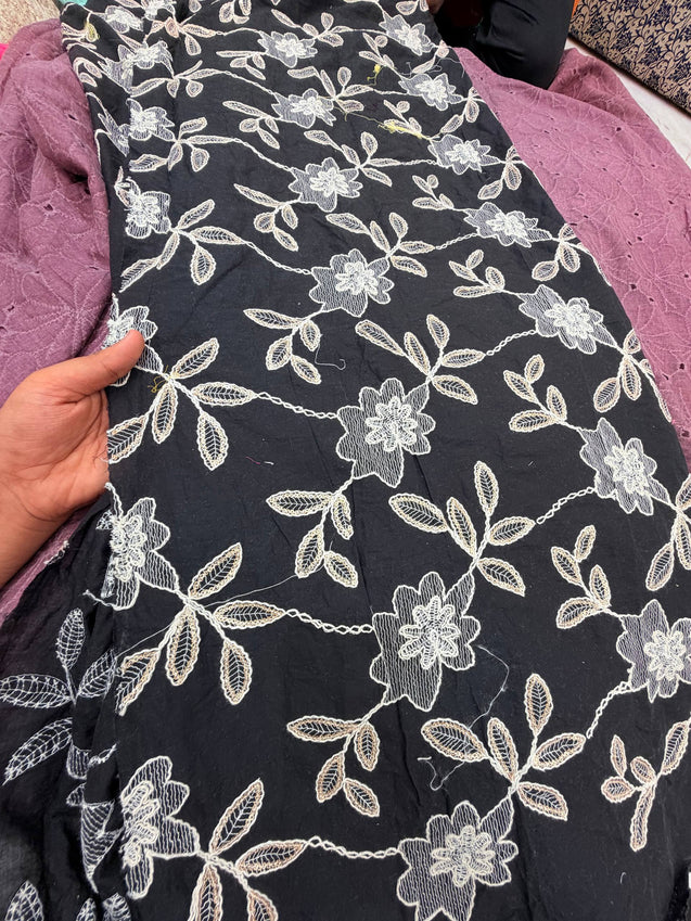 Most Premium Pure Hakuba Chikankari Cotton Fabric (Big WIDTH!!)