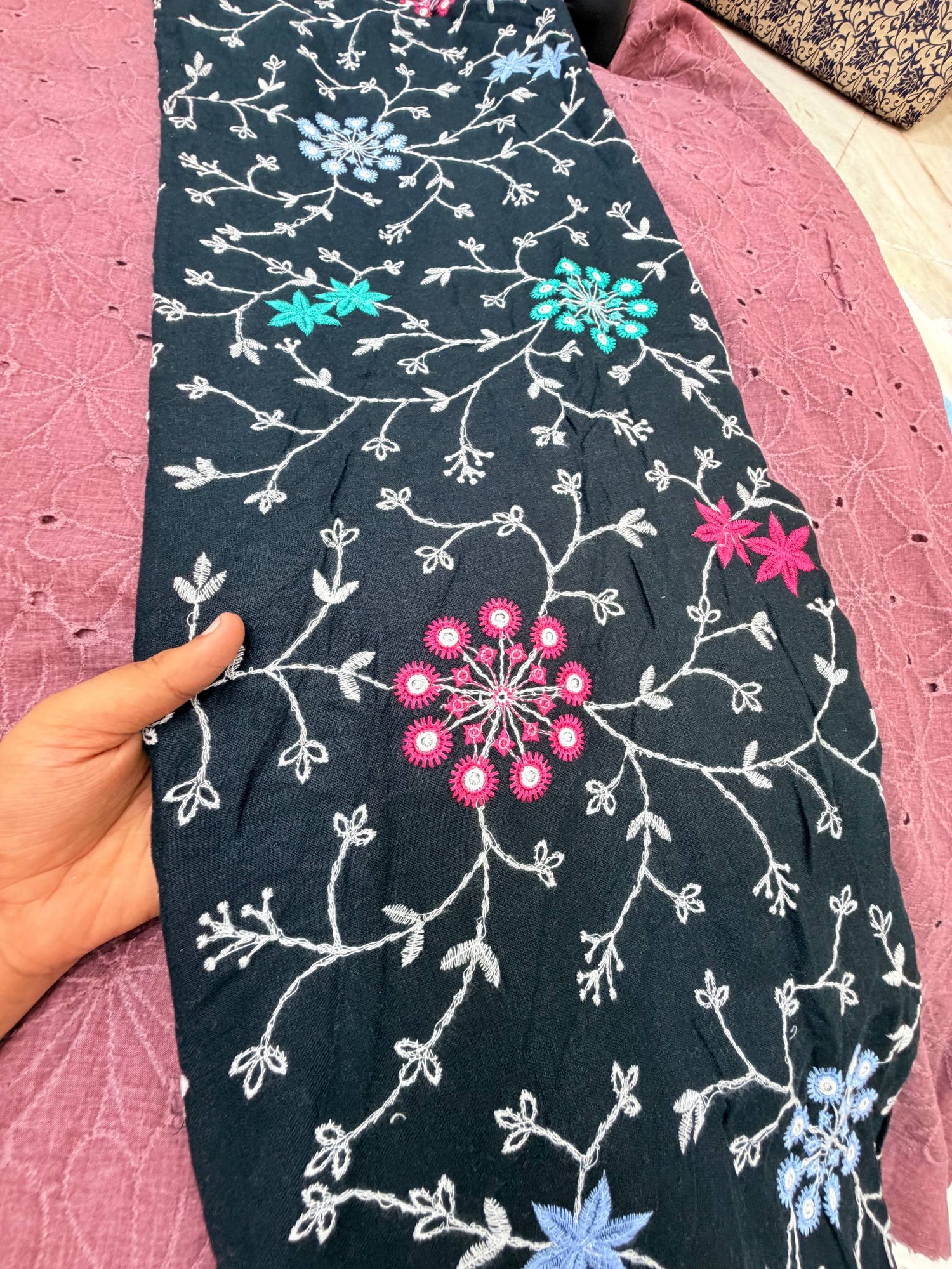 Most Premium Pure Hakuba Chikankari Cotton Fabric (Big WIDTH!!)