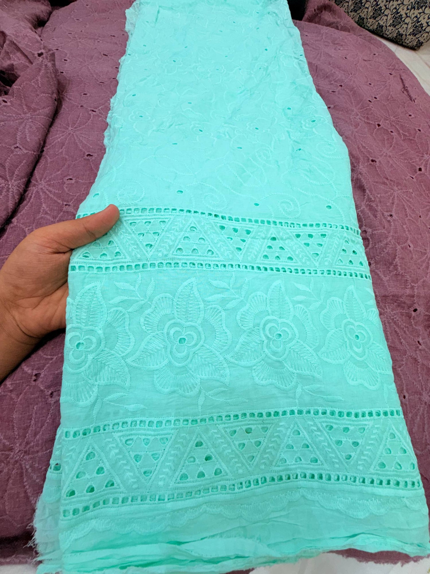 Most Premium Pure Hakuba Chikankari Cotton Fabric (Big WIDTH!!)