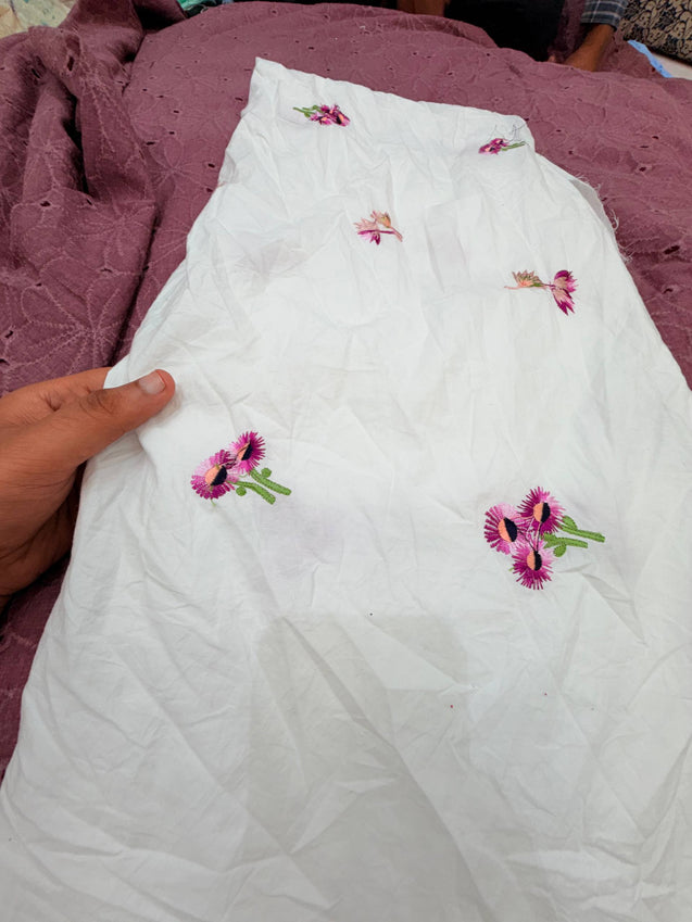 Most Premium Pure Hakuba Chikankari Cotton Fabric (Big WIDTH!!)